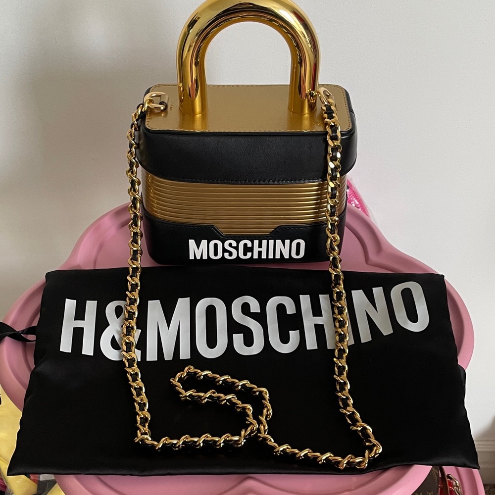 Moschino X HM Gold Lock Chain Bag w/Dust Bag